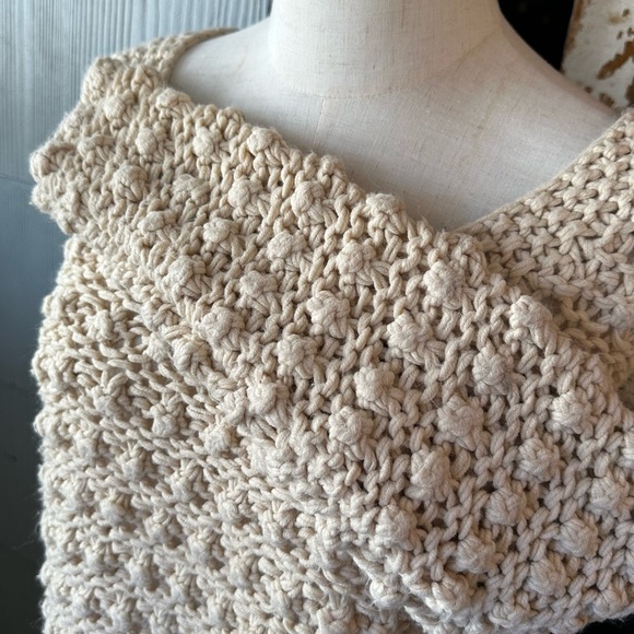 Cozy Casual Chunky Textured Cable Knit Sweater Cream M/L - Picture 5 of 5